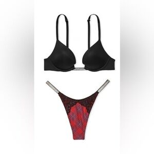 New! Victoria’s Secret SET bare Plunge Shine strap bra and panty 4774